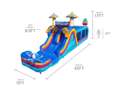 Pool20Party20wet20or20dry20Dual20lane20Obstacle20Dimension 1 45' Wet/Dry Pool Party Dual Lane Slide W/ Obstacle Course