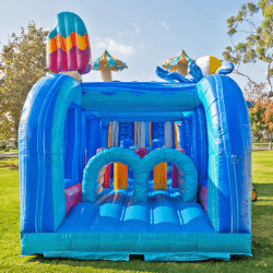 Pool20Party20wet20or20dry20dual20lane20obstacle20entrance 1 45' Wet/Dry Pool Party Dual Lane Slide W/ Obstacle Course